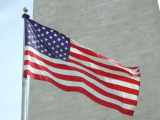 Flag in front of Washington Monument